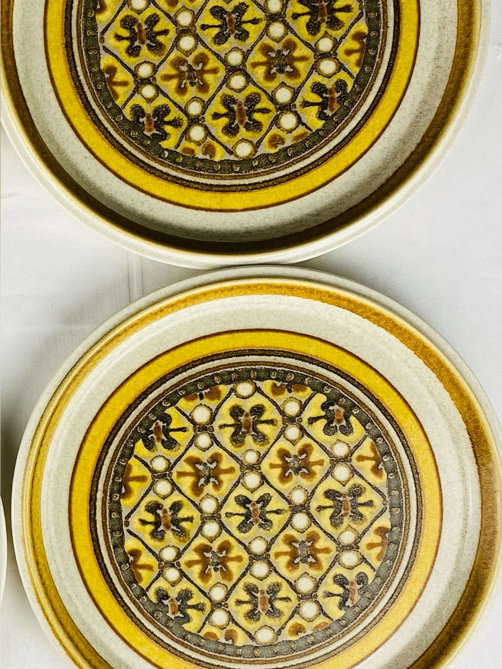 Set of 2 Mikasa Stone Manor Macrame Dinner Plates  10 7/8” wide